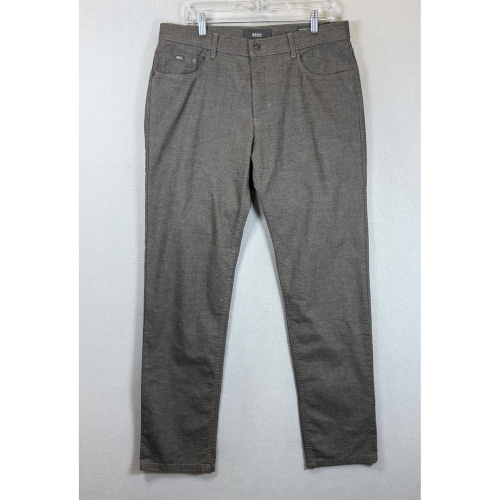 Brax Feel Good Men's Sz‎ 34x33 Gray Stone Cooper Fancy Regular Fit Chino Pants